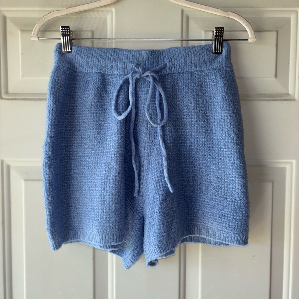 Saturday Sunday Anthropologie blue fuzzy shorts size S